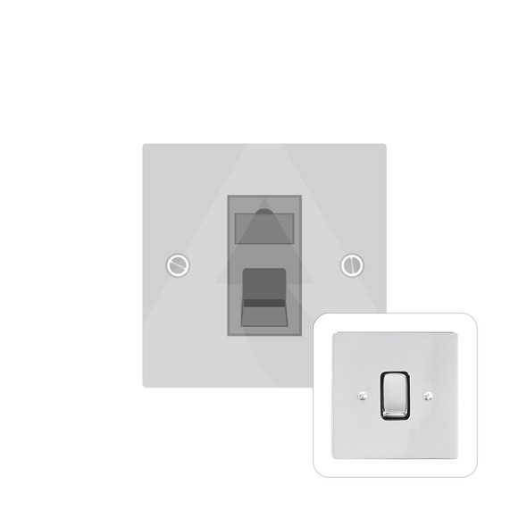Stylist Grid Range 1 Gang Cat 6 in Polished Chrome - White Trim